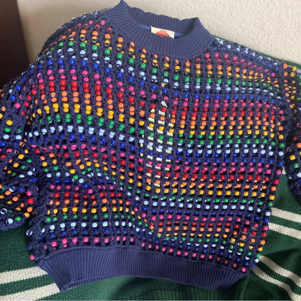Farm Rio - Beaded Crochet Sweater - Multi-Color - Picture 4 of 6